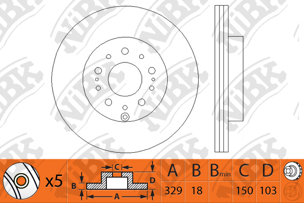 RN1215 NIBK Диск тормозной TOYOTA LAND CRUISER 100 -07 задн.