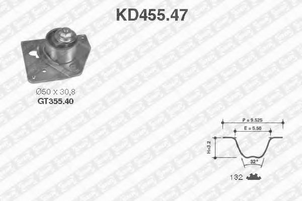 KD45547 SNR-NTN Ремень грм зубчатый с роликами, комплект