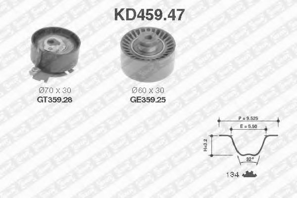 KD45947 SNR-NTN Комплект ремня ГРМ PSA 306/207/PARTNER/C2/C3 96- 1.6