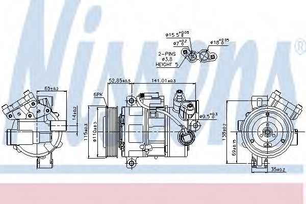 89086 NISSENS Компрессор кондиционера BMW 1(E81)/3(E90) 03- 1.4-2.0