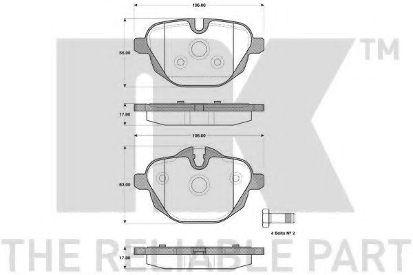 221545 NK Колодки тормозные задние 106*63/56 мм 5 (F10) 7 (G11, G12) X3 (G01) X4 (G02) NK