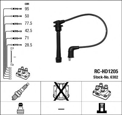 6302 NGK провода высоковольтные hyundai sonata ivsanta fe 2,7l 01 (rc-hd1205)