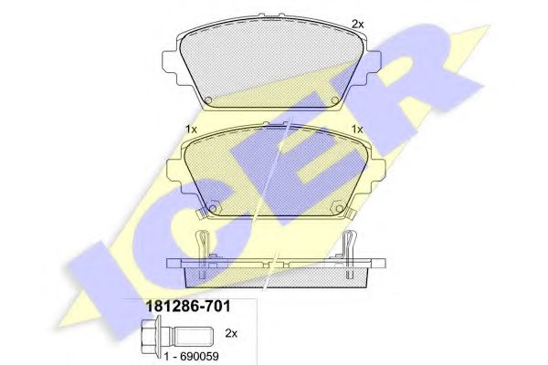 181286701 ICER к-т колодки hon accord 1.82.02.0tdi 98-03 пер