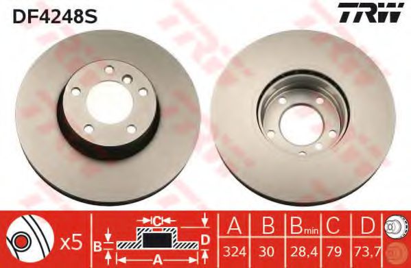 DF4248S LUCAS TRW/ZF RUSSIA    BMW E39 2.0..3.5L,2.0TD..3.0TD Vent D324mm TRW DF4248S