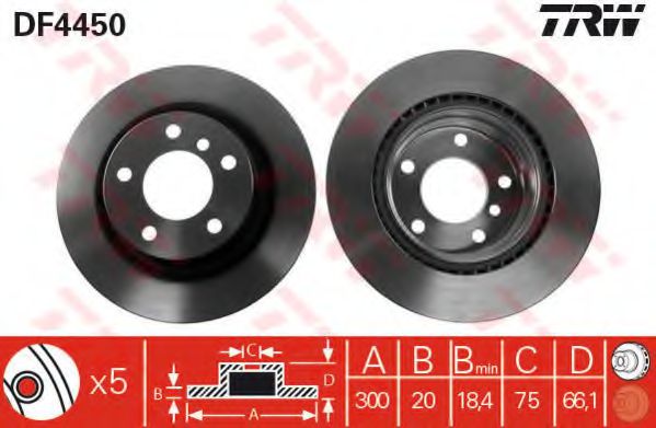 DF4450 LUCAS TRW/ZF RUSSIA Диск тормозной задний вент. BMW 1(F20)/2(F22)/3(F30)/4(F32) 10- LUCAS TRW/ZF RUSSIA