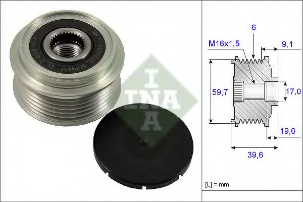 535006510 INA шкив генератора для ам GM, HITACHI, OPEL