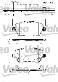 598847 VALEO Комплект тормозных колодок, дисковый тормоз