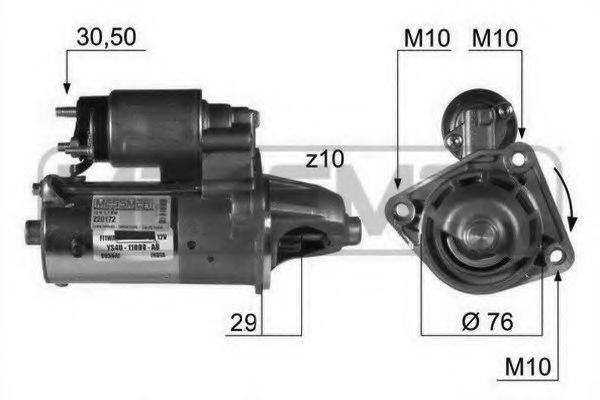 220172 ERA Стартер FORD/VOLVO C-MAX/FIESTA/FOCUS/FUSION/C30/S40/V50 95-07 1.3-1.6