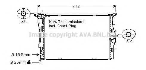 BWA2291 AVA COOLING SYSTEMS радиатор системы охлаждения bmw: 1 (e81, e87) 116i118i120i 04 - , 1 кабрио (e88) 118i 08 - , 3 (e90) 318i320i 05 - , 3 touring (e91) 318i320i 05 - , 3 купе (e92) 320i 06
