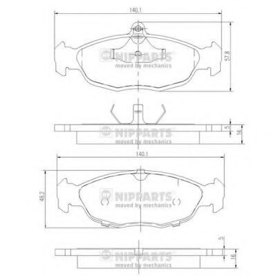 J3600901 NIPPARTS Колодки тормозные OPEL ASTRA FDAEWOO NEXIACHEVROLET LANOS 1.41.5 97> передние