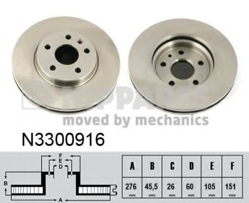 N3300916 NIPPARTS Диск тормозной передний