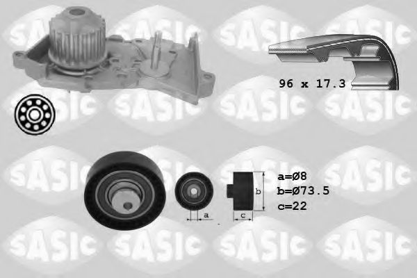 3904026 SASIC Водяной насос + комплект зубчатого ремня