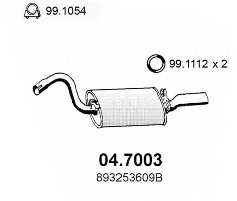 047003 ASSO Зад.часть глушителя