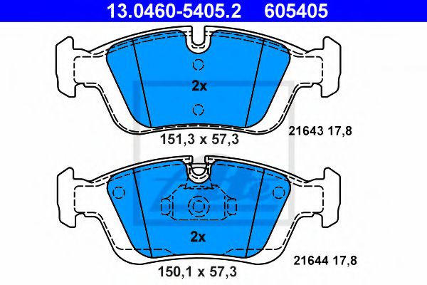 13046054052 ATE Колодки тормозные BMW 3(E46)/3(E36) -05 перед.