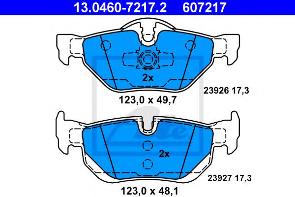 13046072172 ATE Колодки тормозные BMW 1(E81)/1(E87)/3(E90)/X1(E84) 03- задн.