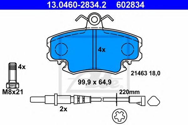 13046028342 ATE Колодки тормозные RENAULT LOGAN/SANDERO/TWINGO/SYMBOL 00- перед.