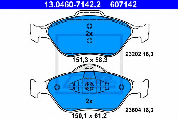 13046071422 ATE Колодки тормозные FORD/DA FIESTA/FUSION/2 99- перед.