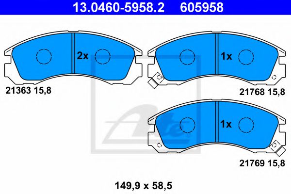 13046059582 ATE Колодки тормозные MITSUBISHI/PSA OUTLANDER/PAJERO SPORT/PAJERO 3/C-CROSSER/4007 99- перед.