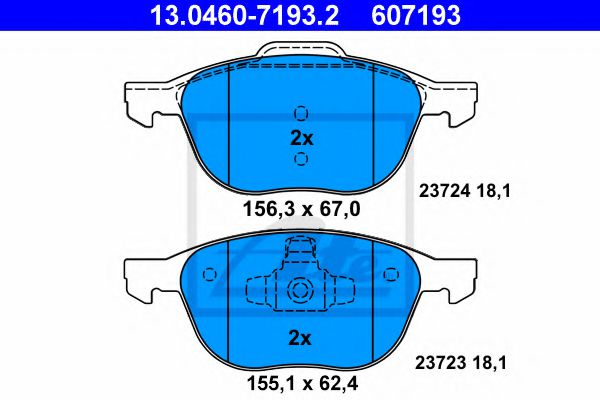 13046071932 ATE Колодки тормозные FORD/DA/VOLVO FOCUS 2/FOCUS 3/3/C30/C70/S40/V50 03- перед.