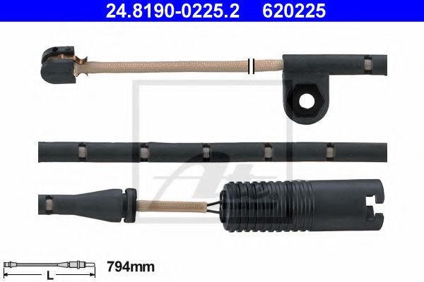 24819002252 ATE Датчик износа тормозных колодок передних [8mm]