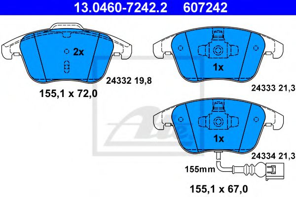 13046072422 ATE Колодки тормозные VAG Q3/TIGUAN 07- перед.