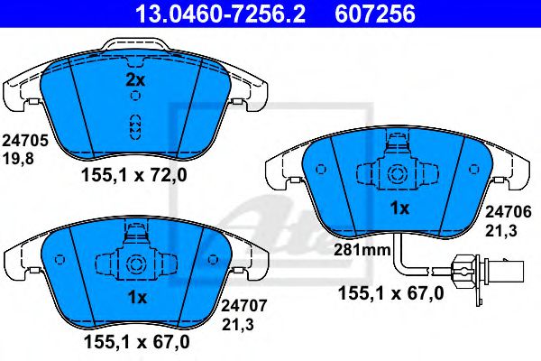13046072562 ATE Колодки тормозные AUDI A4/A5 07- перед.