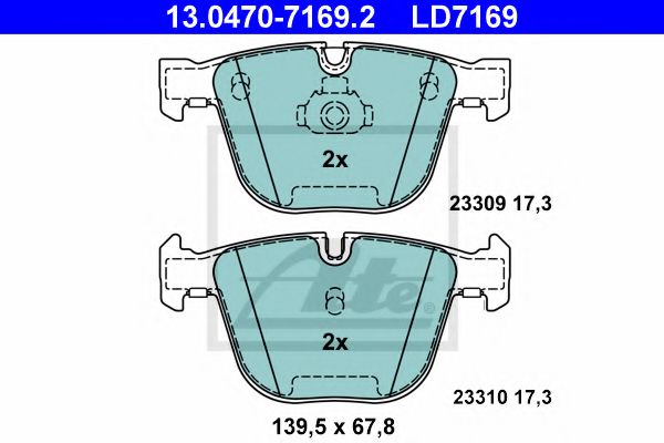13047071692 ATE Колодки тормозные BMW M3(E90)/M5(E60)/7(E65)/X5(E70)/X5(F15)/X6(F16) задн. Ceramic