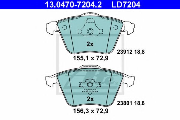 13047072042 ATE колодки пер ceramic volvo s40 iiv50 opel vectra c
