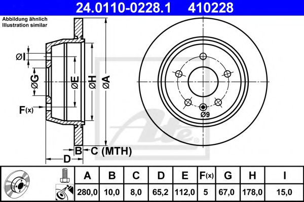 24011002281 ATE Диск тормозной MB VITO -03 задн.