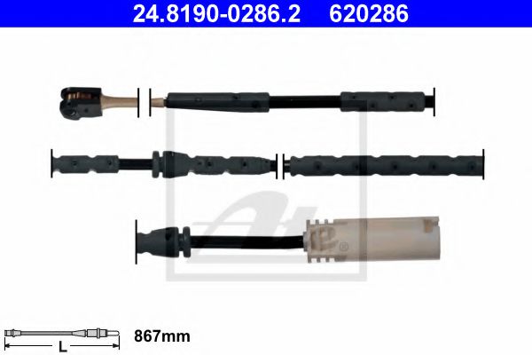 24819002862 ATE Датчик износа торм. колодок BMW 3(E90) 05- передн.(необх.1шт.)