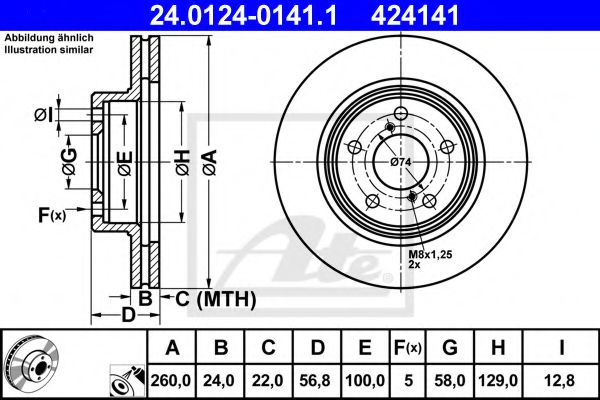 24012401411 ATE диск тормозной перед. subaru imprezalegacy ii 2,0 c abs