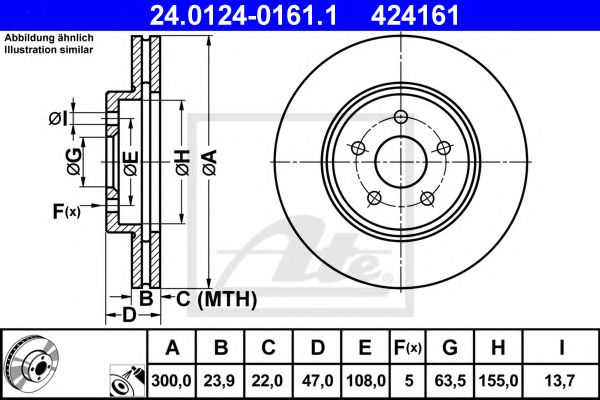 24012401611 ATE Диск тормозной FORD MONDEO 3 -07 перед.