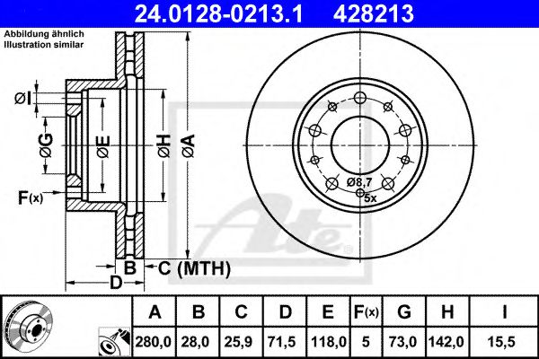 24012802131 ATE Торм.диск пер. citro jumper fiat ducato peugeot boxer