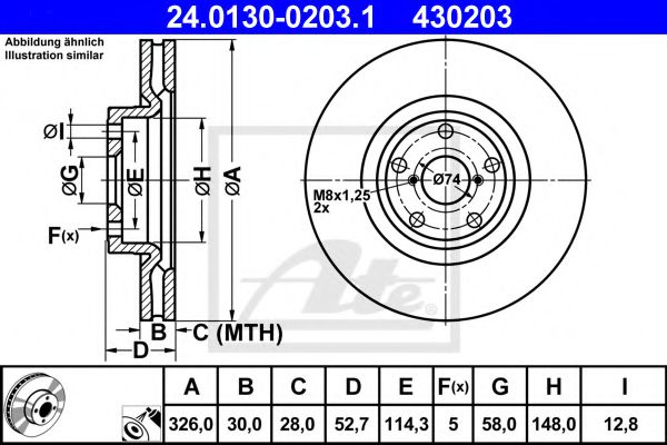 24013002031 ATE диск тормозной передн, subaru: impreza наклонная задняя часть 2.52.5 sti cs4002.5 4wd 08-, impreza седан 2.0 awd2.0 wrx sti 00-, impreza седан 2.5 wrx sti awd 0