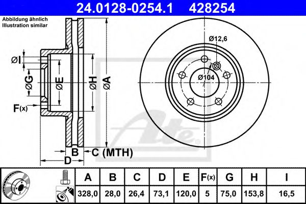 24012802541 ATE Диск тормозной BMW X3(F25) 14- передн.