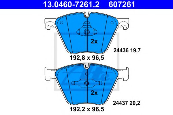 13046072612 ATE 13.0460-7261.2_колодки дисковые передние bmw x6 e71e72gt 4.4i 08>