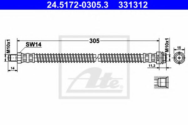 24517203053 ATE Шланг торм.зад.Mercedes  W204 C280-C320