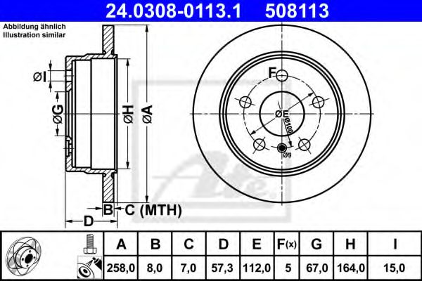 24030801131 ATE Диск тормозной ate power disc 24.0308-0113.1