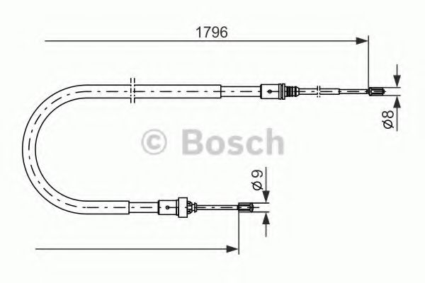 1987477235 BOSCH Трос ручного тормоза peugeot 207 06-, 207 sw 07-,