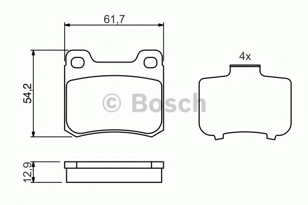 0986466874 BOSCH Колодки тормозные MERCEDES W21 82>93 задние