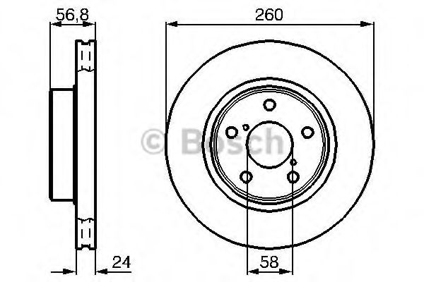 0986478293 BOSCH Диск торм.пер.вент.SUBARU (DF391)