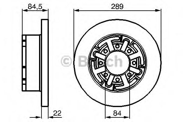 0986478886 BOSCH тормозной диск задний 128 289x22 мин толщ 19мм отв.8 (кол-во в упак 1)