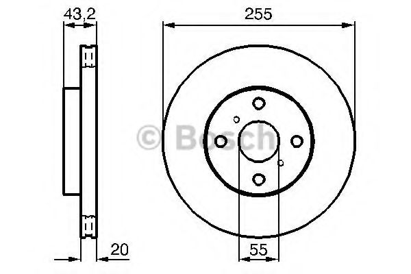 0986479012 BOSCH Диск торм.пер.вент.YARIS 1- (DF4163)