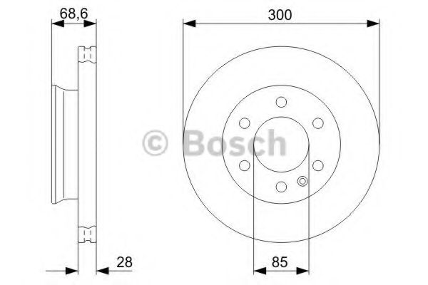 0986479294 BOSCH Диск тормозной MB/VW SPRINTER/CRAFTER 06- перед.вент.D=300 (в уп. 1 шт)