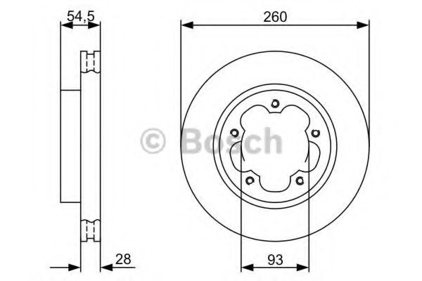 0986479392 BOSCH Диск тормозной FORD TRANSIT 06- 2.2 DIESEL перед.вент.D=280