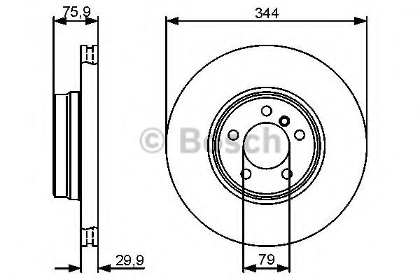 0986479475 BOSCH тормозной диск передний 79 344x29.9 мин толщ 28.4мм отв.5 (кол-во в упак 1)
