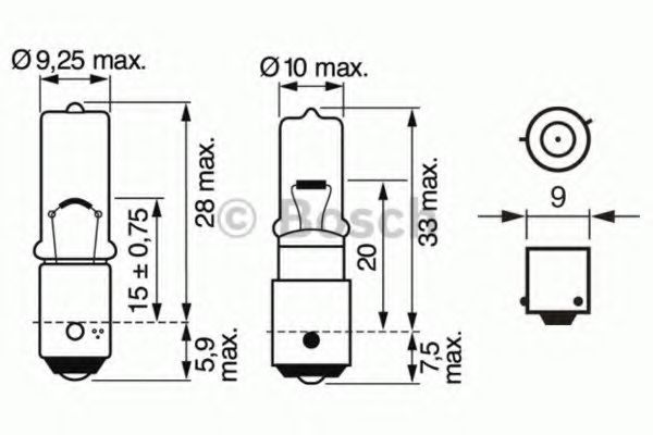 1987302232 BOSCH Лампа H6W BAX9s Pure Light