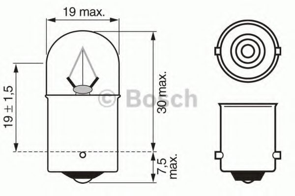 1987302505 BOSCH лампа r10w trucklight 10 w 24 v ba15s