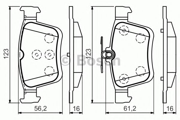 0986494659 BOSCH Колодки тормозные задние дисковые 123*61/56 мм VAG 0986494659 Bosch
