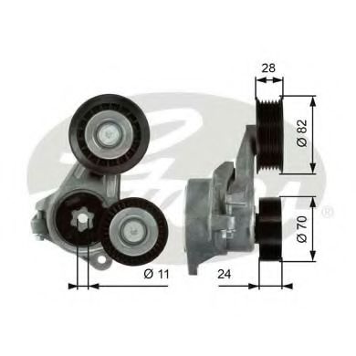 T39024 GATES Натяжитель ремня приводного FORD FOCUS 1.8D 4-